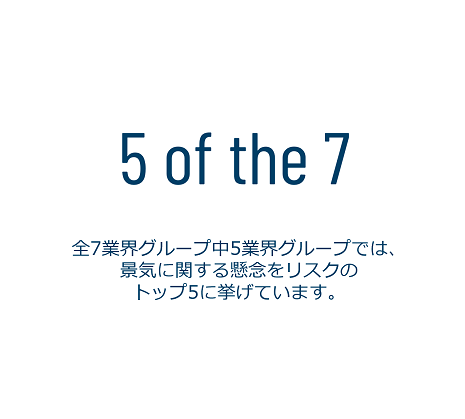 全7業界グループ中5業界グループでは、景気に関する懸念をリスクのトップ5に挙げています。